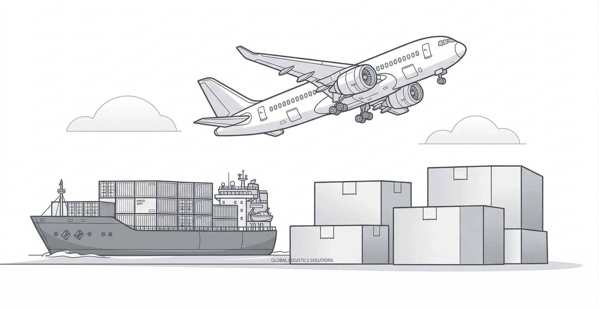 Air, sea, and freight delivery illustration